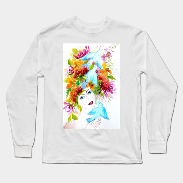 Hope Watercolor Painting Long Sleeve T-Shirt by SvitlanaProuty